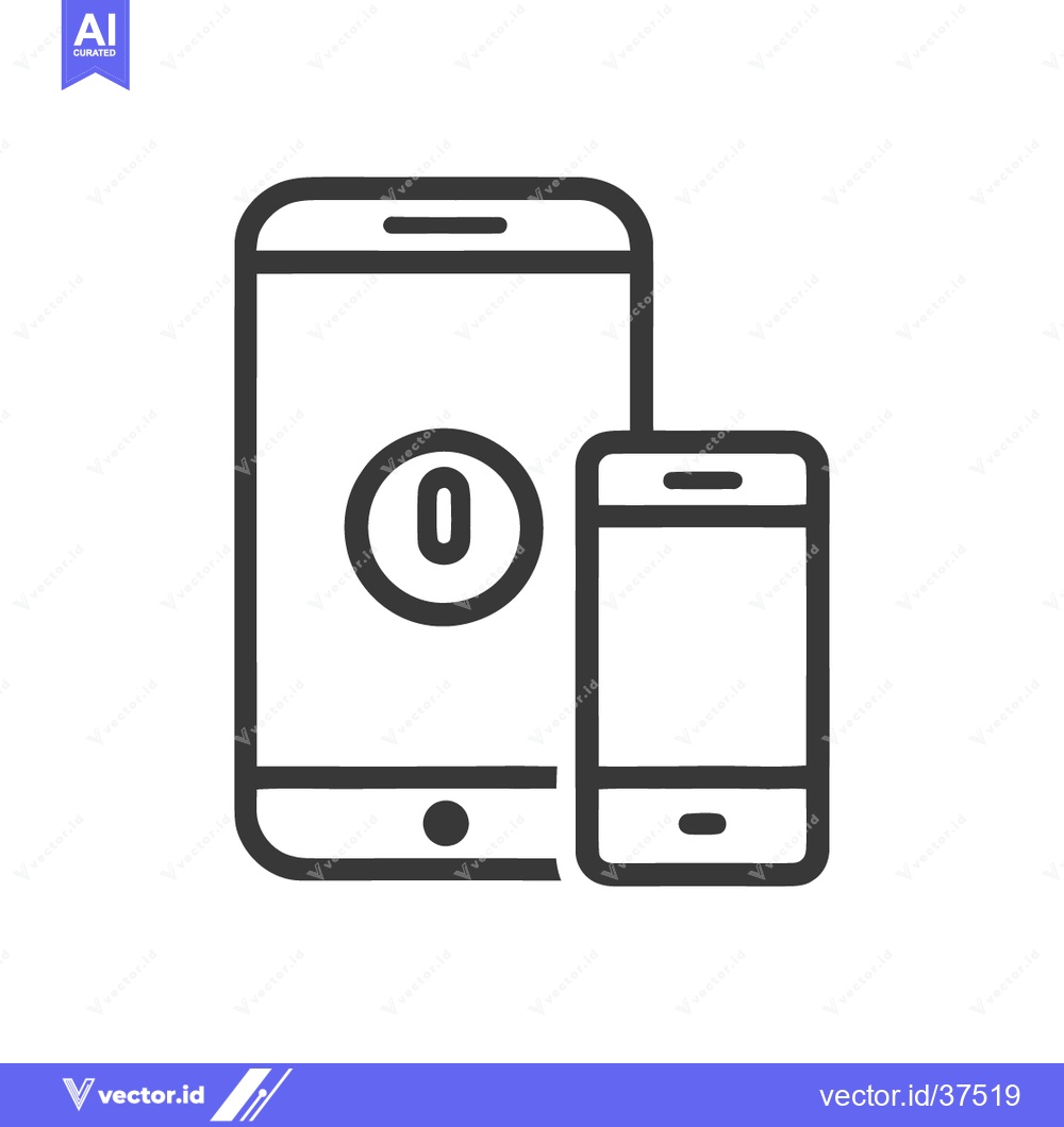 Premium Vector dari Minimalist Icon: Tablet and Smartphone with Zero Notification, Black O