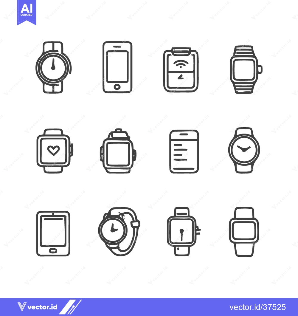 Premium Vector dari Minimalist Line Art: Smartwatches, Phones, and Tablets on White Backgr