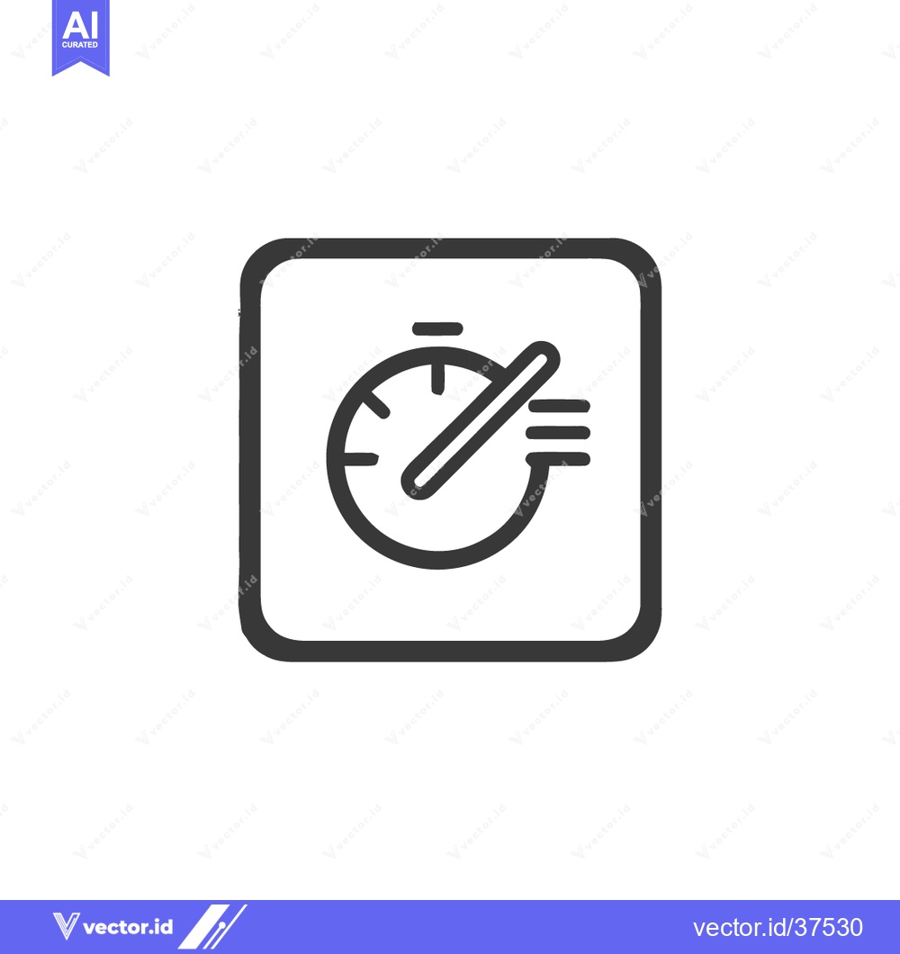 Premium Vector dari Minimalist Timer Icon: Rounded Square with Clock and Speedometer Symbo