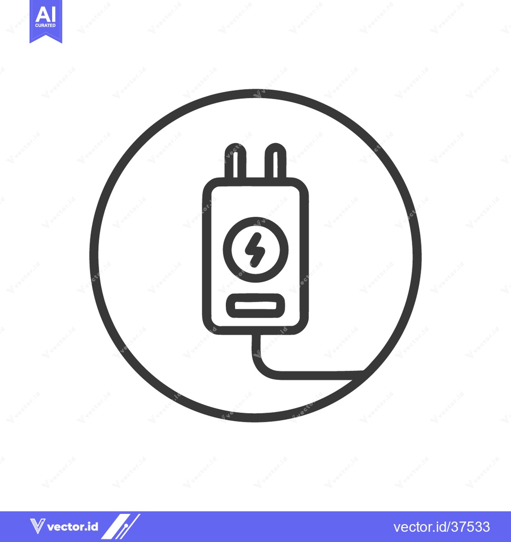 Premium Vector dari Electric Plug Icon: Minimalist Design with Lightning Bolt Symbol in Ci