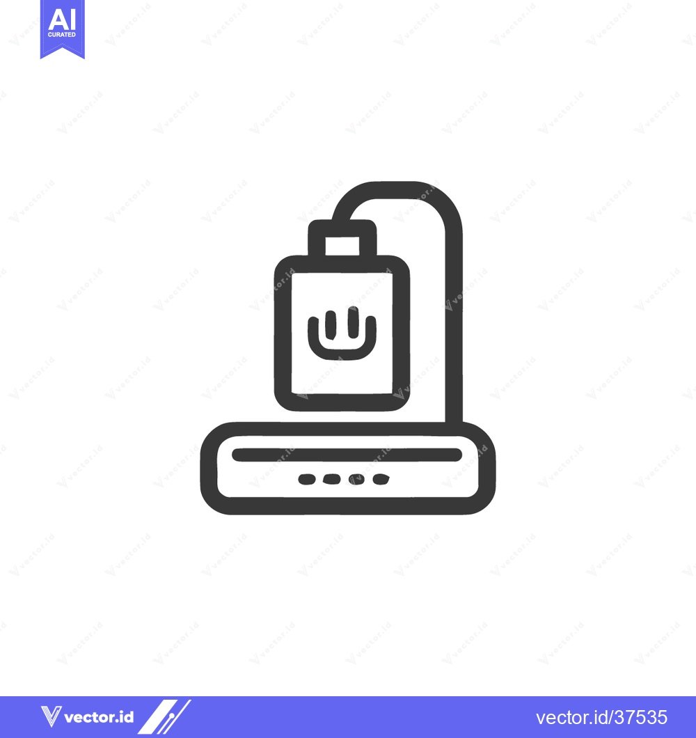 Premium Vector of Minimalist Icon of a Router with Power Symbol, Black Outline on White