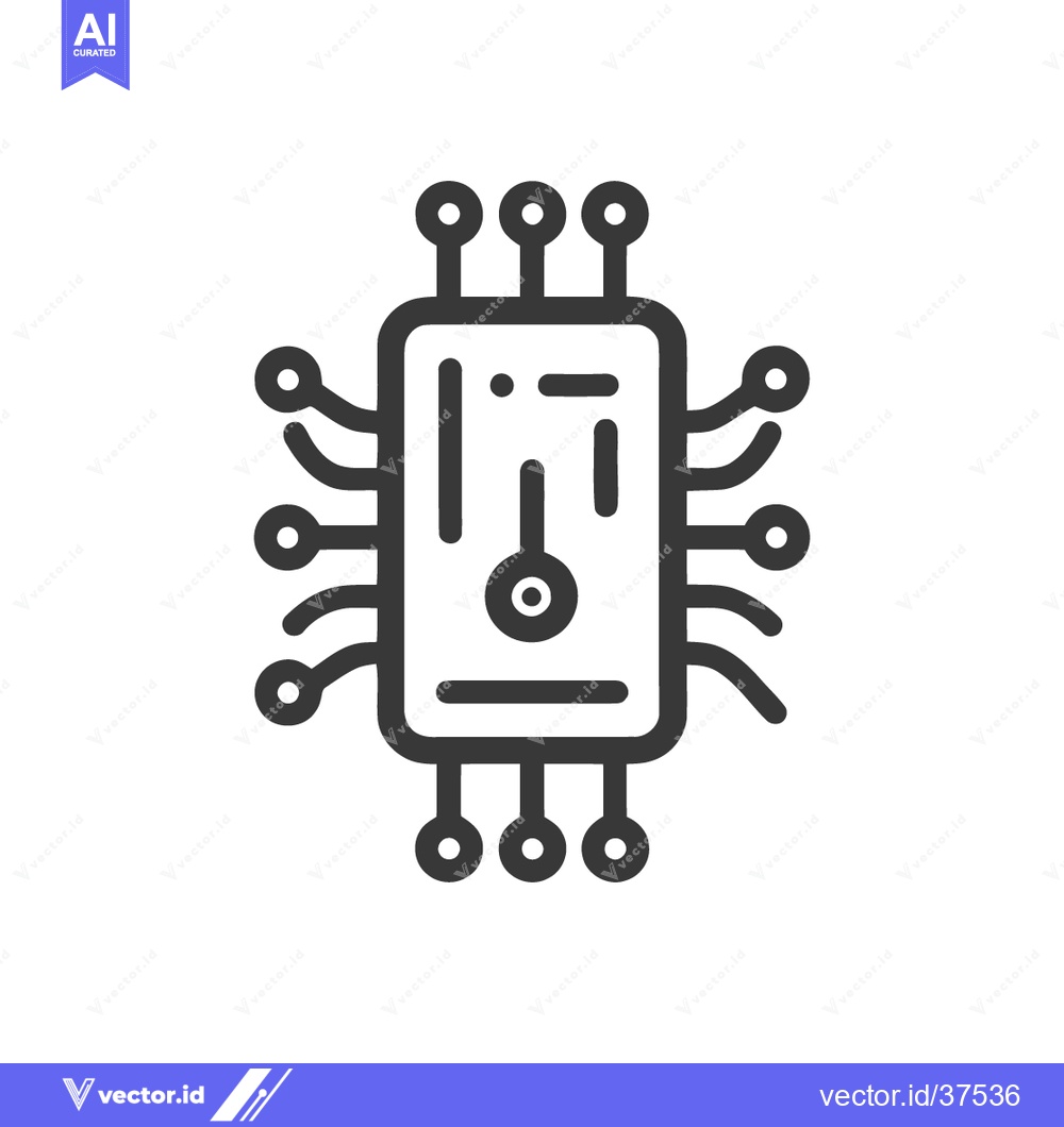 Premium Vector dari Minimalist Microchip Icon: Clean Line Art for Technology Concepts
