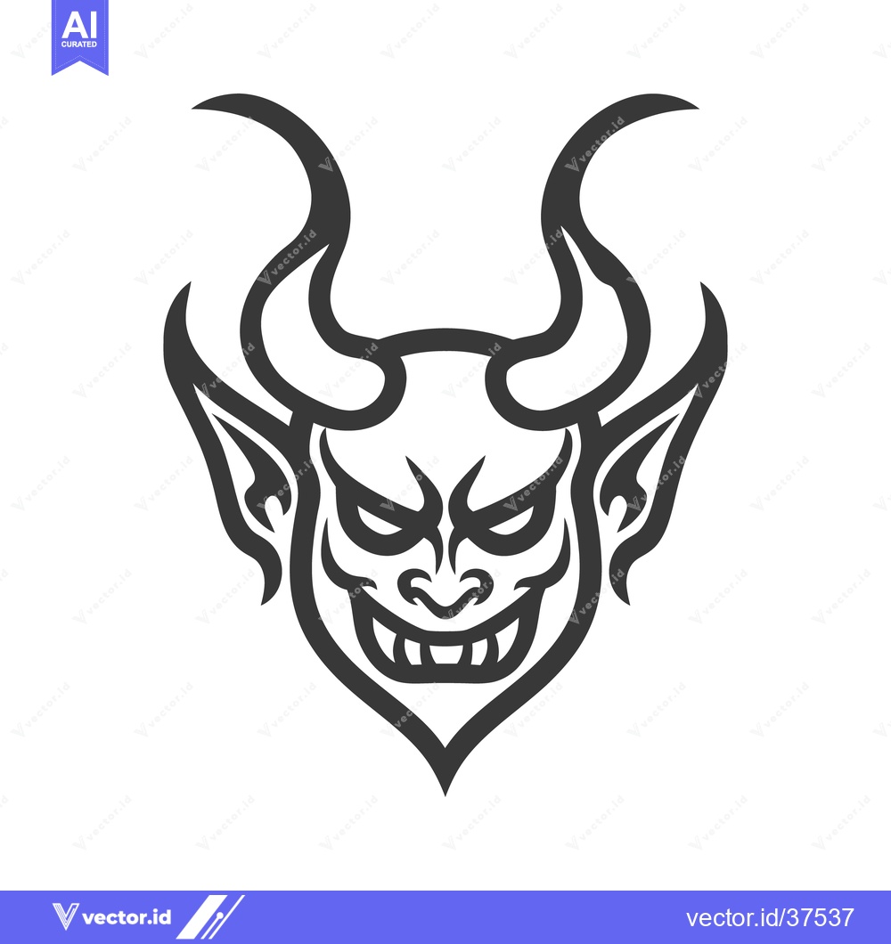 Premium Vector dari A Simple Black And White Image Of A Devil Face