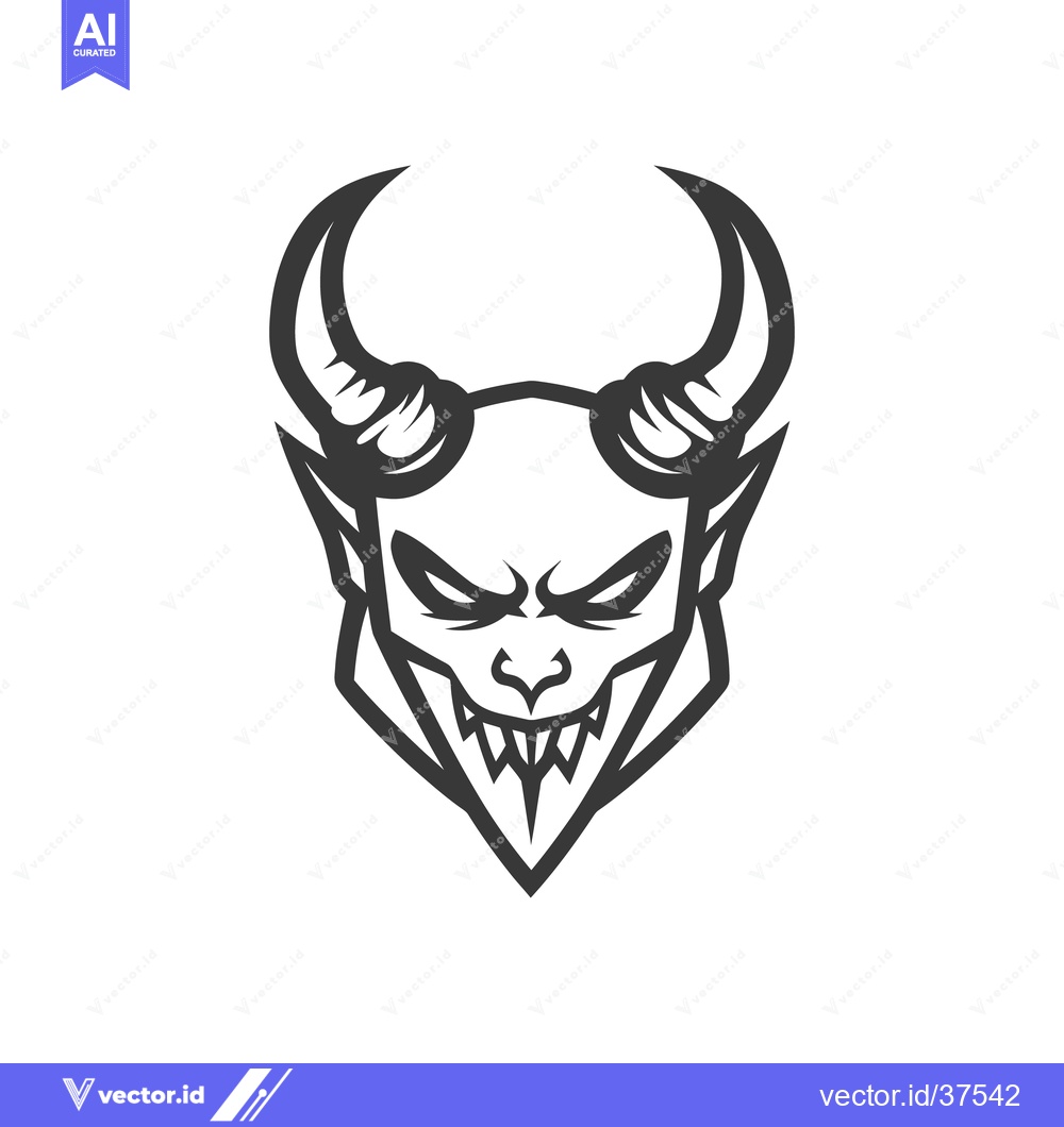 Premium Vector of The graphic depiction of an evil horned demon face