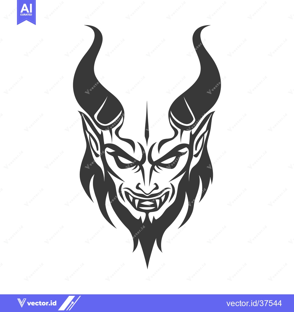 Premium Vector dari Illustration of a horned demon with an evil and sinister expression