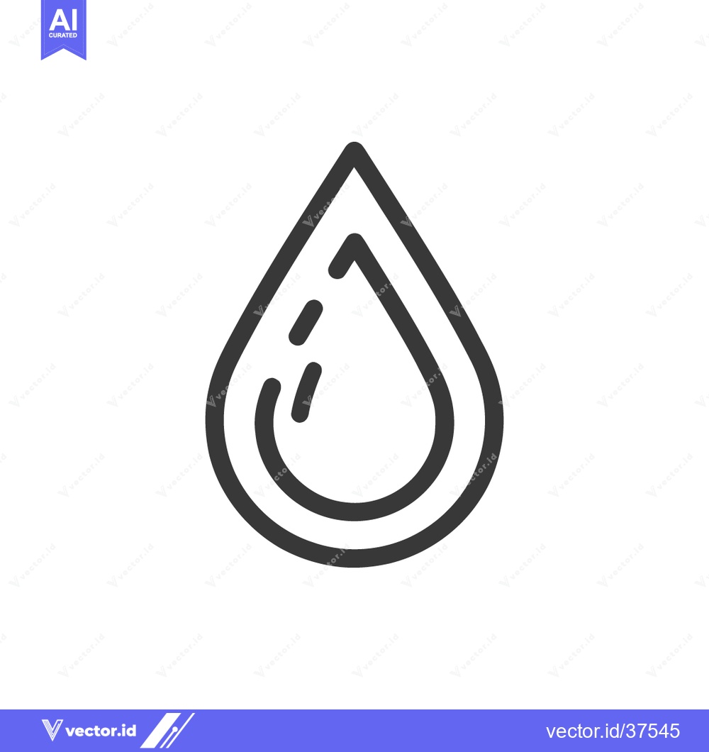 Premium Vector of Minimalist Water Drop Icon with Inner Reflections, Clean Line Art