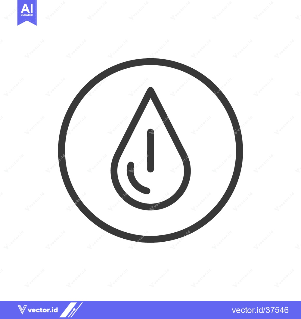 Premium Vector dari Minimalist Water Drop Icon in Circle, Clean Line Art Design