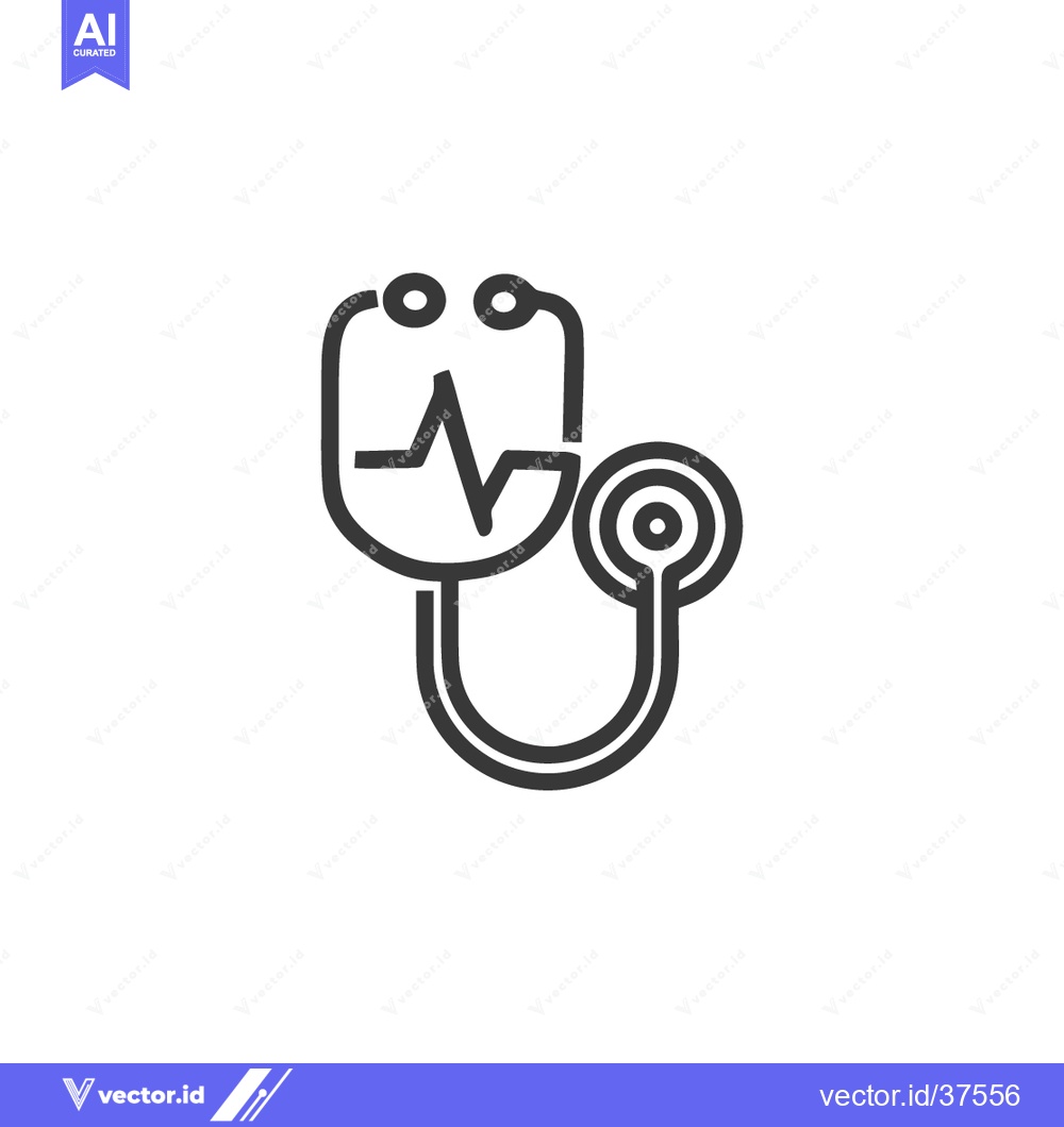 Premium Vector of Stethoscope with Heartbeat Line Icon: Medical Diagnostic Tool Symbol