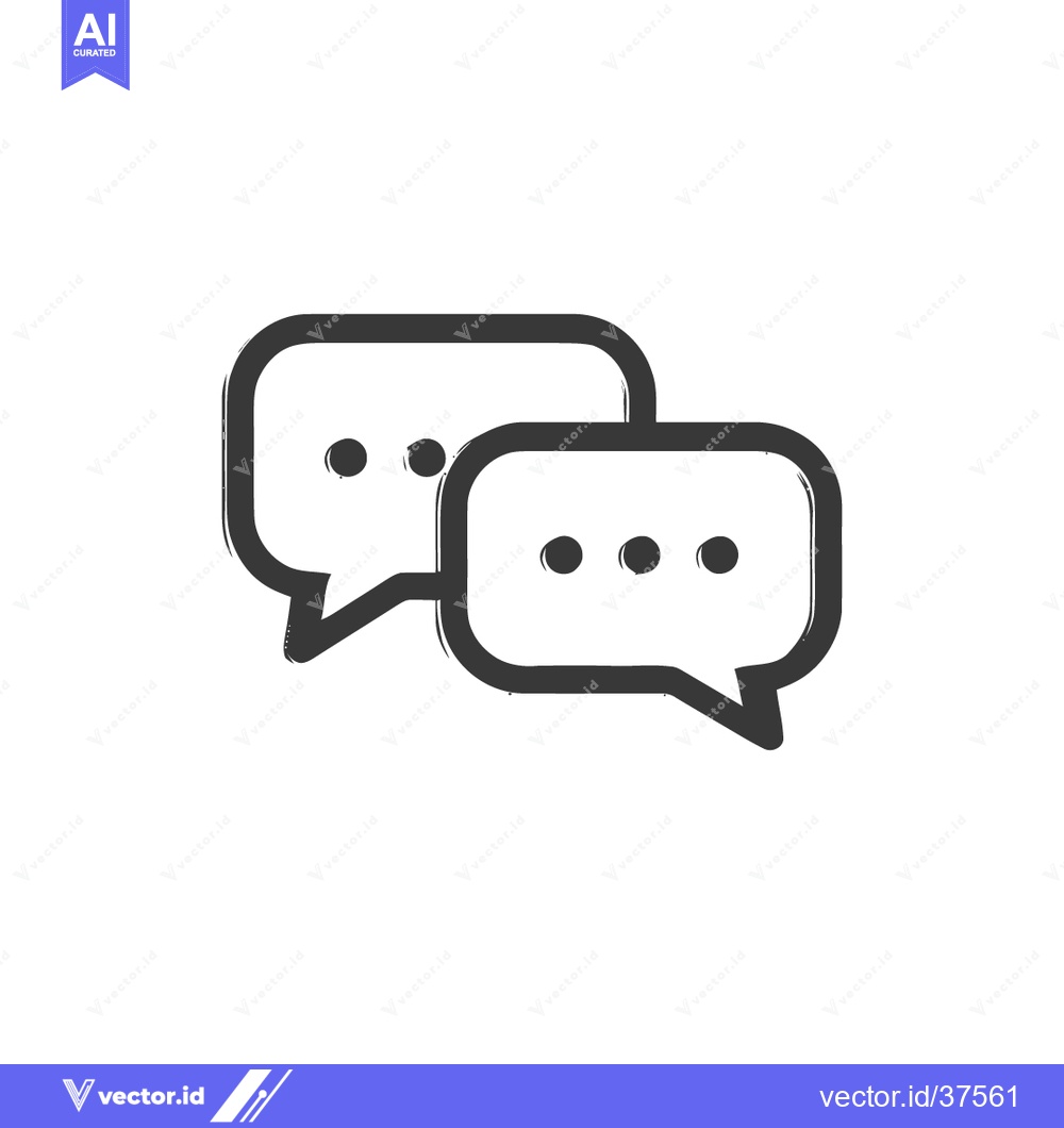 Premium Vector of Two Speech Bubbles Icon with Dots, Brush Stroke Style, Communication C