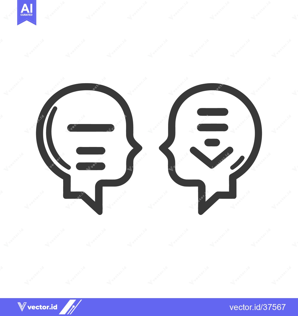 Premium Vector of Communication depicted with two heads having dialog bubbles clearly re