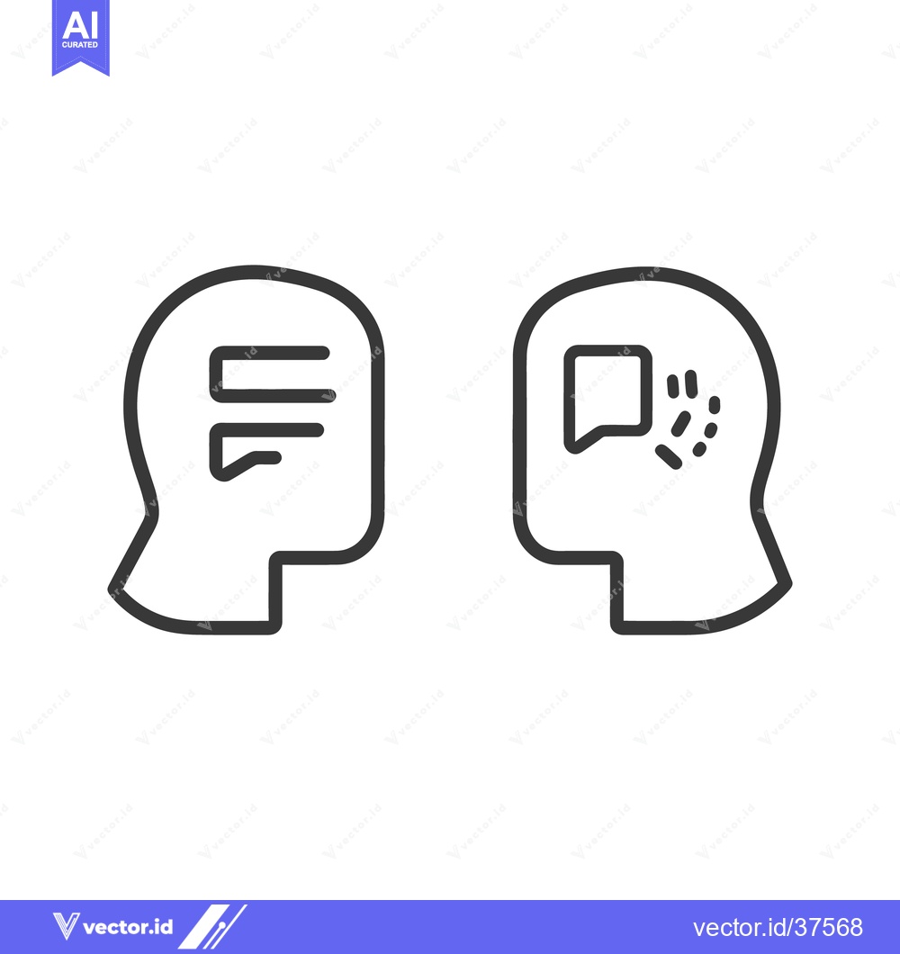 Premium Vector dari Two human heads symbolize communication and differing mental states di