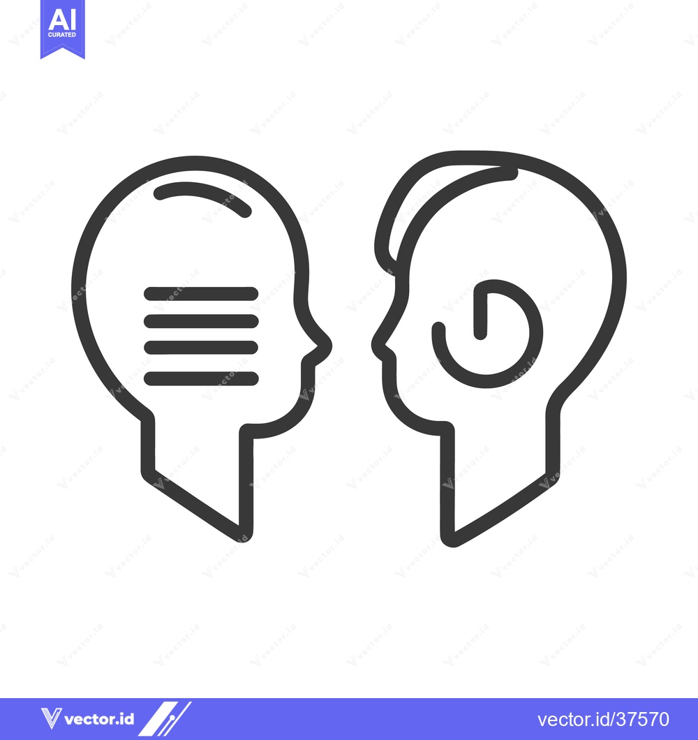 Premium Vector dari Two simplified head profiles representing communication and listening