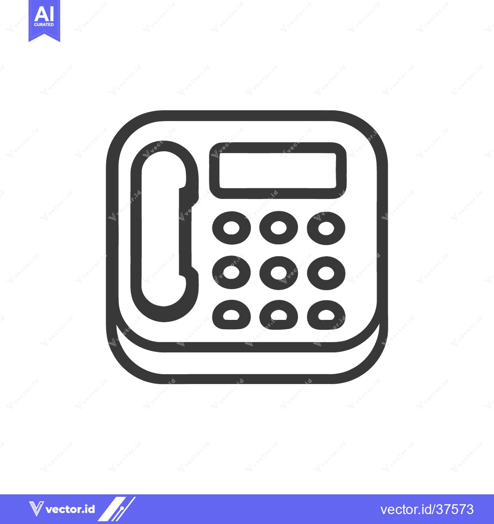 Premium Vector of Minimalist Line Art: Classic Desk Phone Icon on White Background