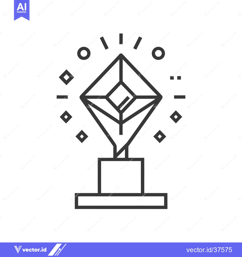 Premium Vector of Diamond Award Trophy Icon with Geometric Design