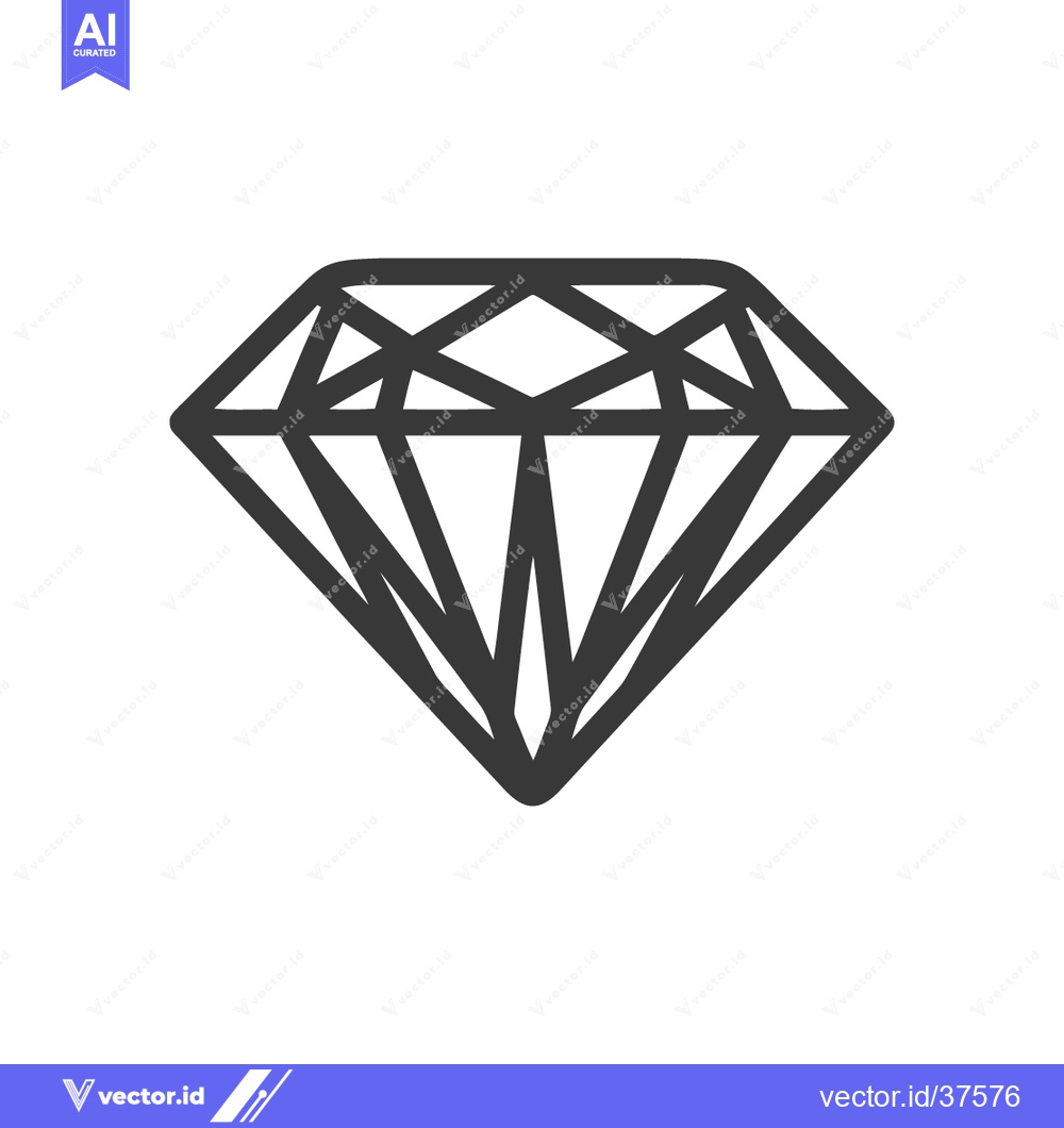 Premium Vector of Minimalist Diamond Icon: Geometric Facets and Clean Outline on White