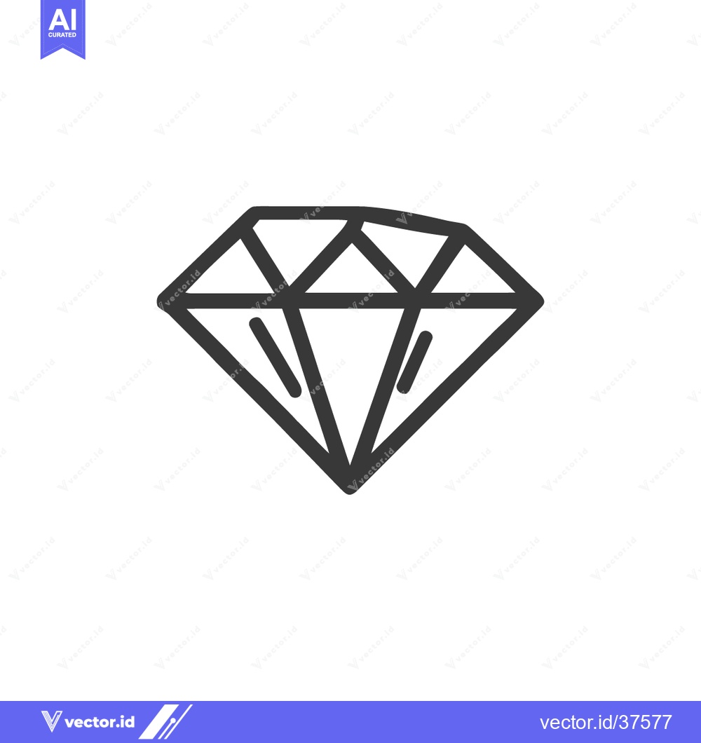 Premium Vector of Minimalist Diamond Icon: Faceted Gemstone Outline on White Background