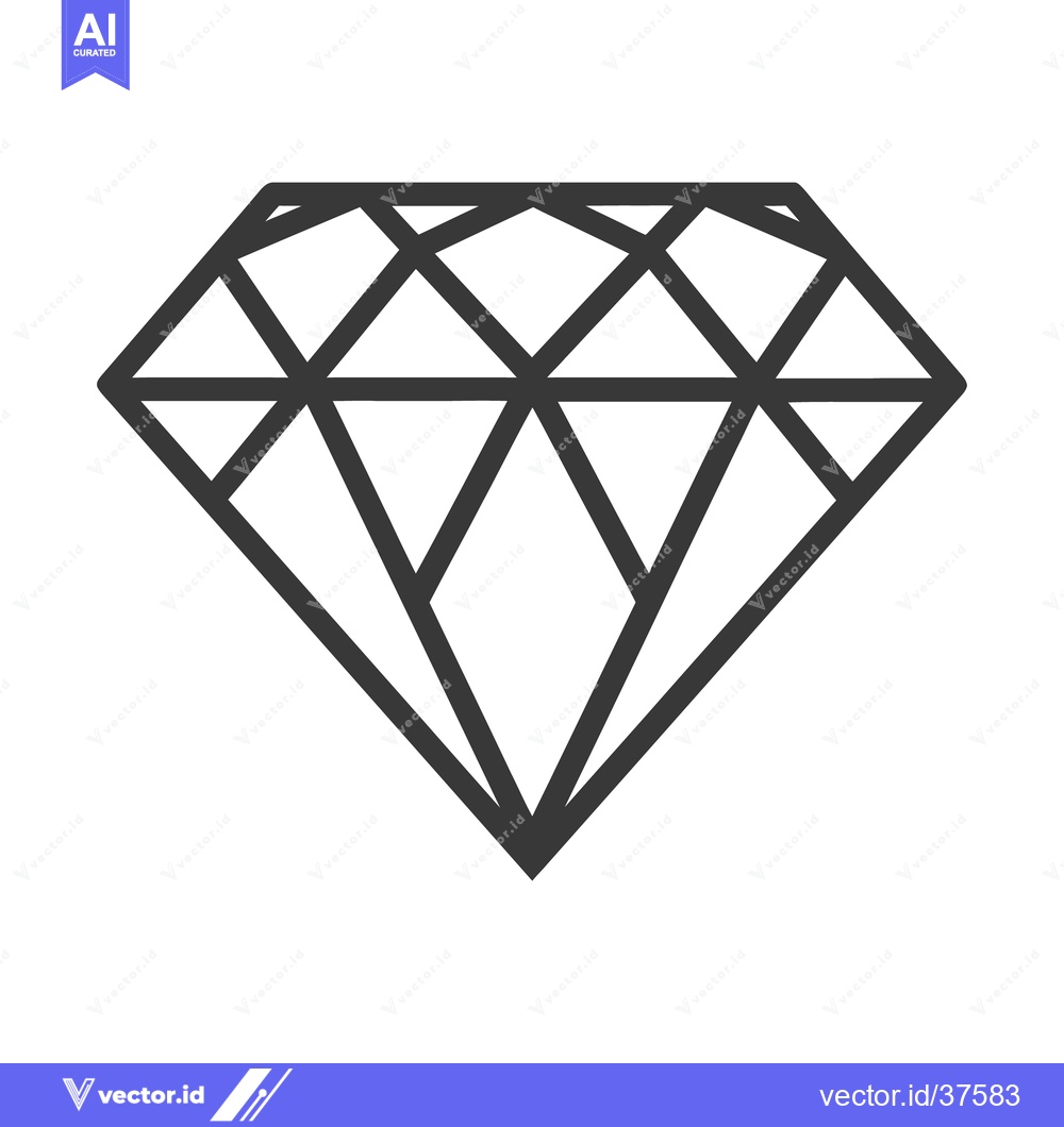 Premium Vector of A black and white outline of a faceted gemstone