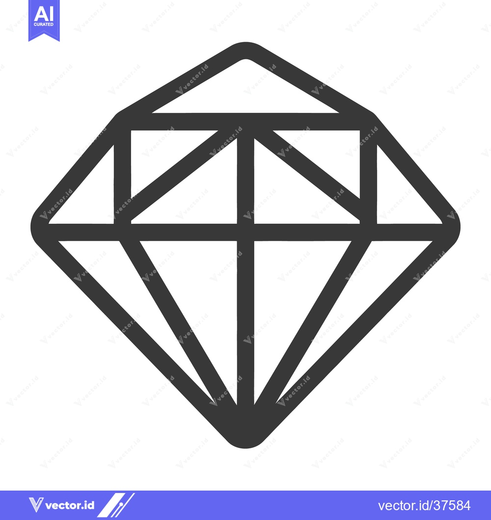Premium Vector of A simple gray outline illustration of a multifaceted precious stone