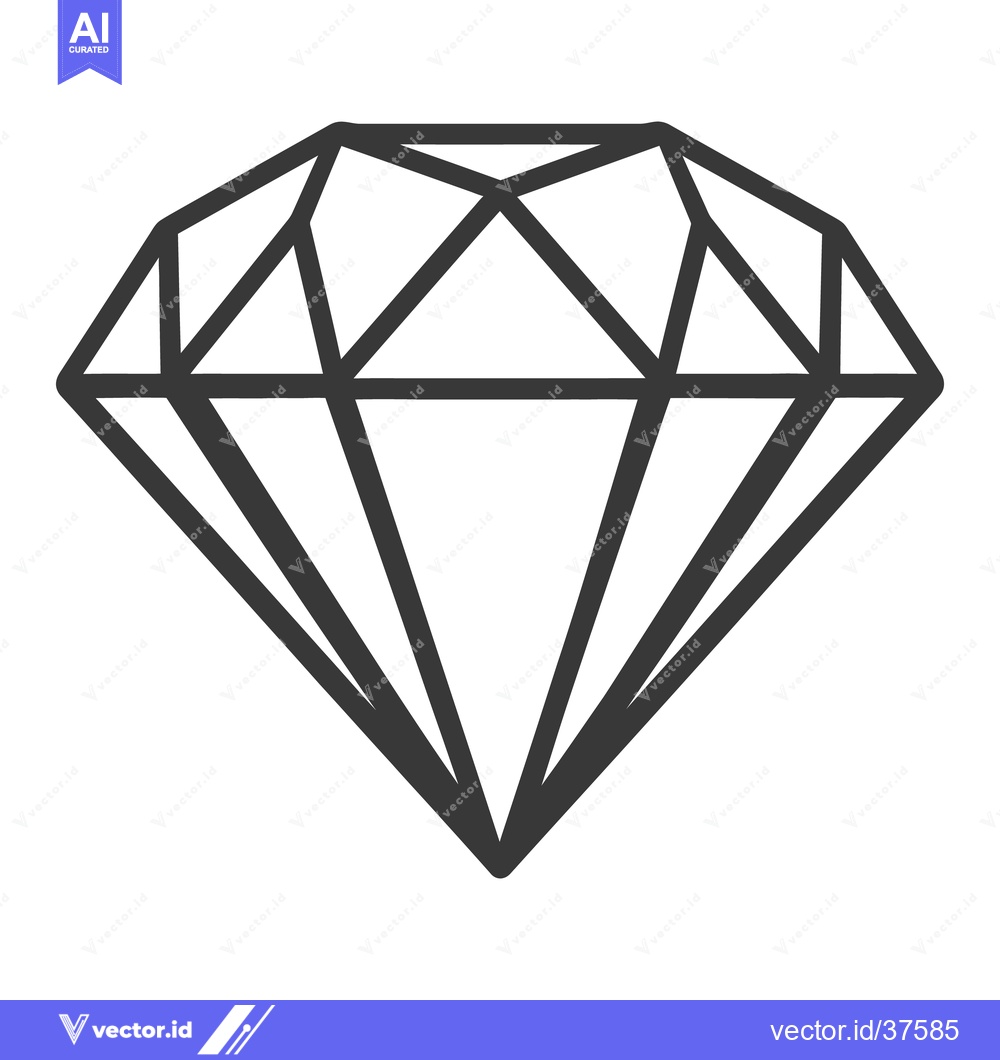 Premium Vector dari Simple Outline Drawing Depicting a Faceted Shape of a Gemstone