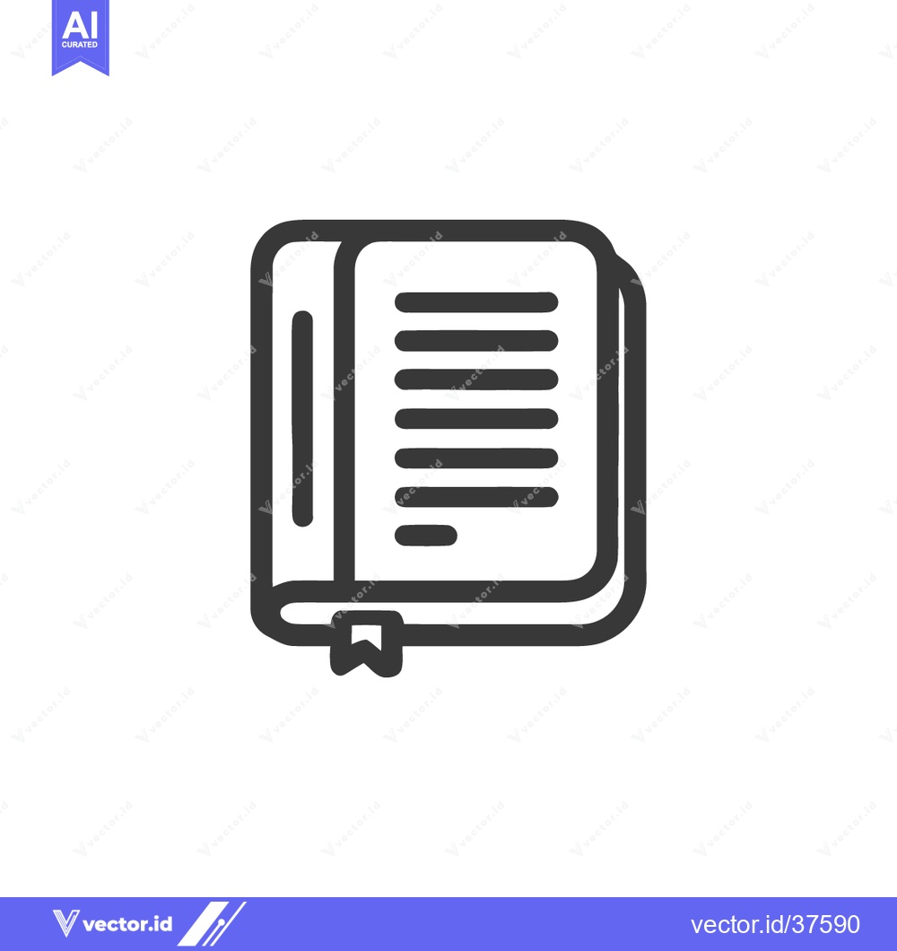 Premium Vector dari Minimalist Book Icon with Bookmark, Rounded Edges, and Clean Lines