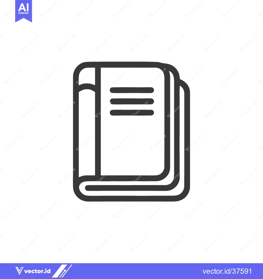 Premium Vector dari Minimalist Book Icon: Stacked Volumes with Spine and Text Lines