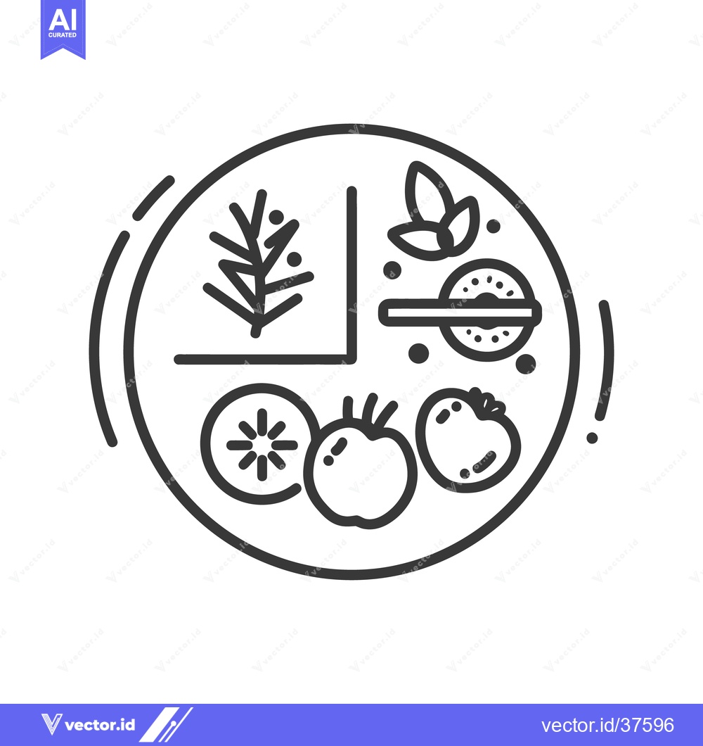 Premium Vector dari A black and white icon displaying varied healthy foods