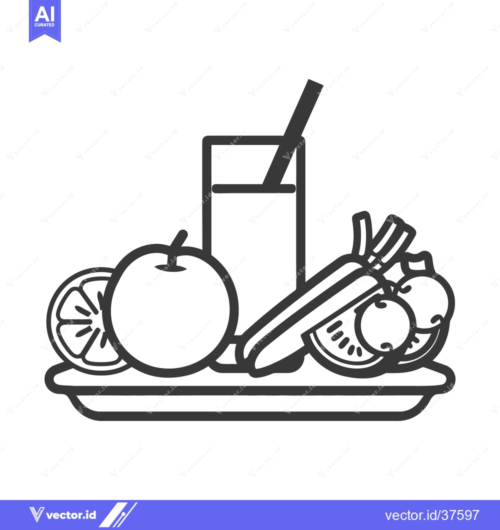 Premium Vector dari A monochromatic illustration of various fruits and vegetables together