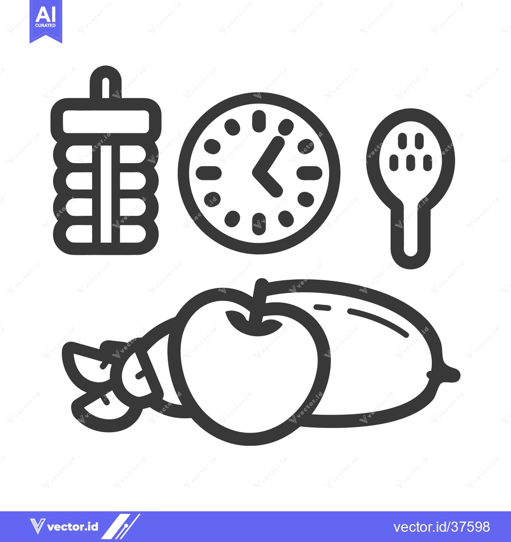 Premium Vector dari Simple line drawing showing a healthy meal and baby bottle