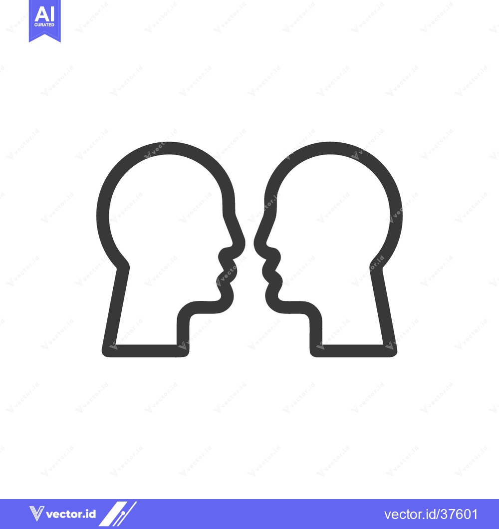 Premium Vector of Minimalist Head Silhouette: Two Profiles Facing Each Other, Communicat