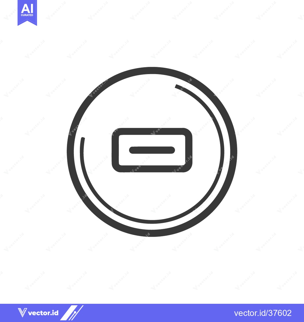 Premium Vector of Minimalist Minus Icon: Simple Black Line Art in Circle, Clean Design