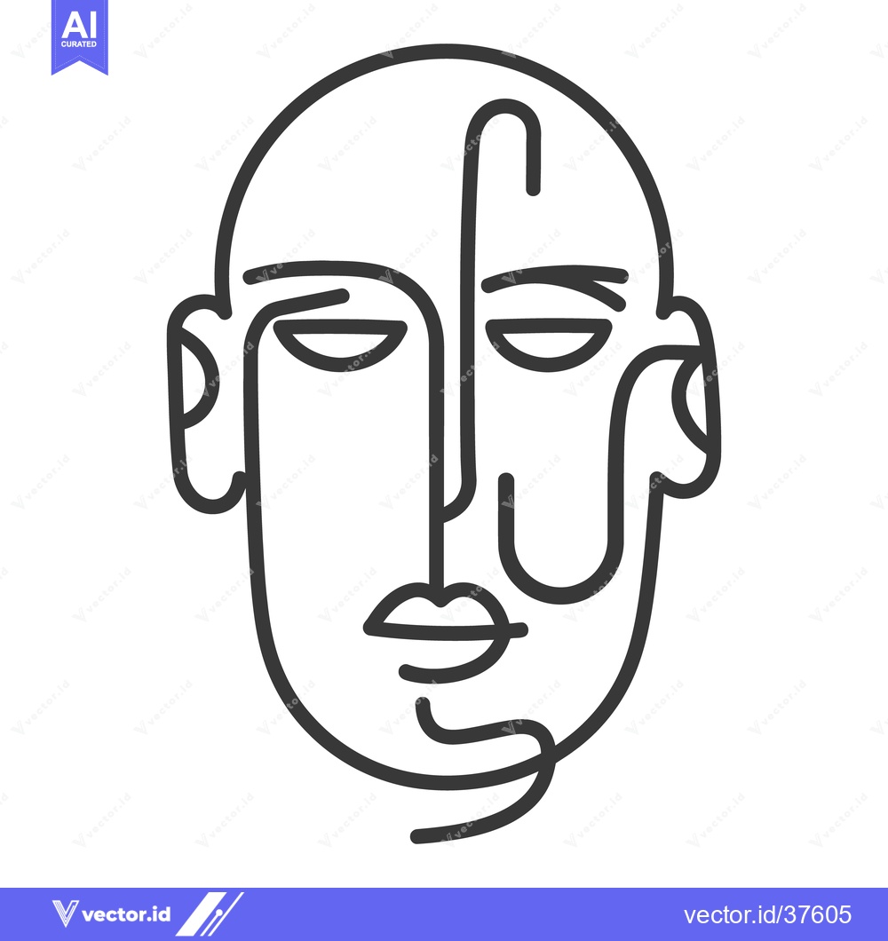 Premium Vector dari A Minimalist Line Drawing Depicting a Human Face Outline