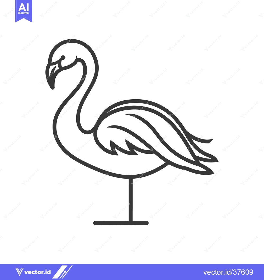 Premium Vector dari Outlined Illustration Depicting a Simple Flamingo Bird Silhouette