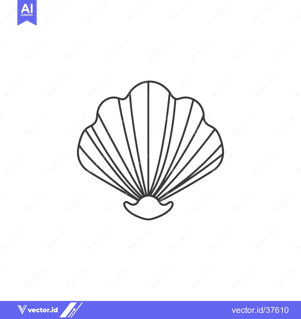 Premium Vector dari A simple black and white illustration of a scallop shell