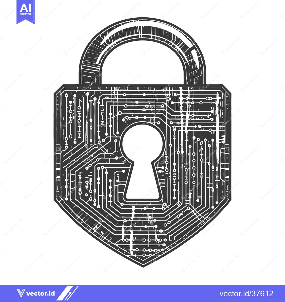 Premium Vector of Digital Lock with Circuit Board Design