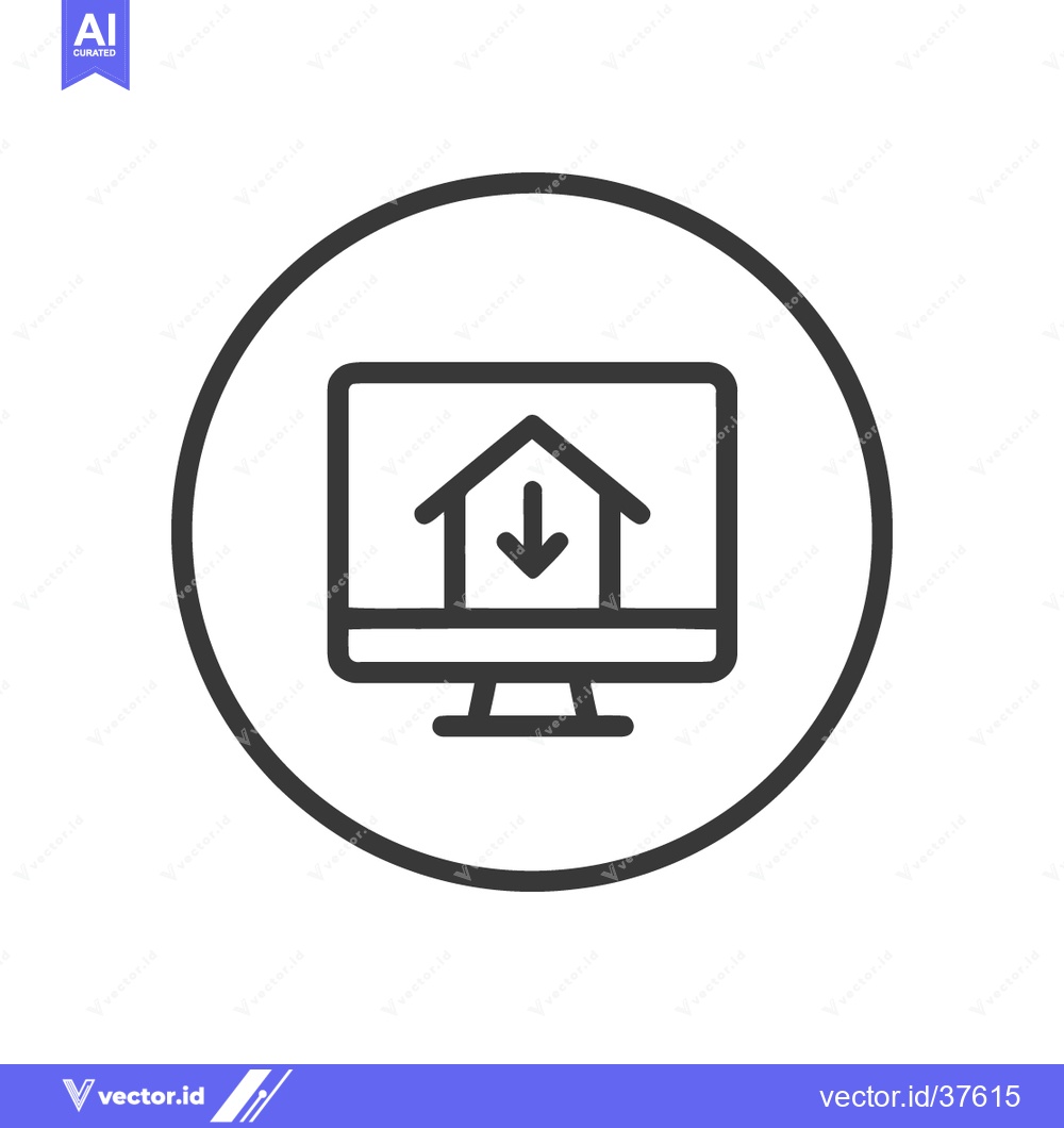 Premium Vector dari Online Real Estate: Computer Screen Displaying House Icon with Downwar