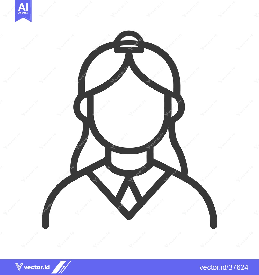 Premium Vector of Simple outline image depicts a person with long flowing hair