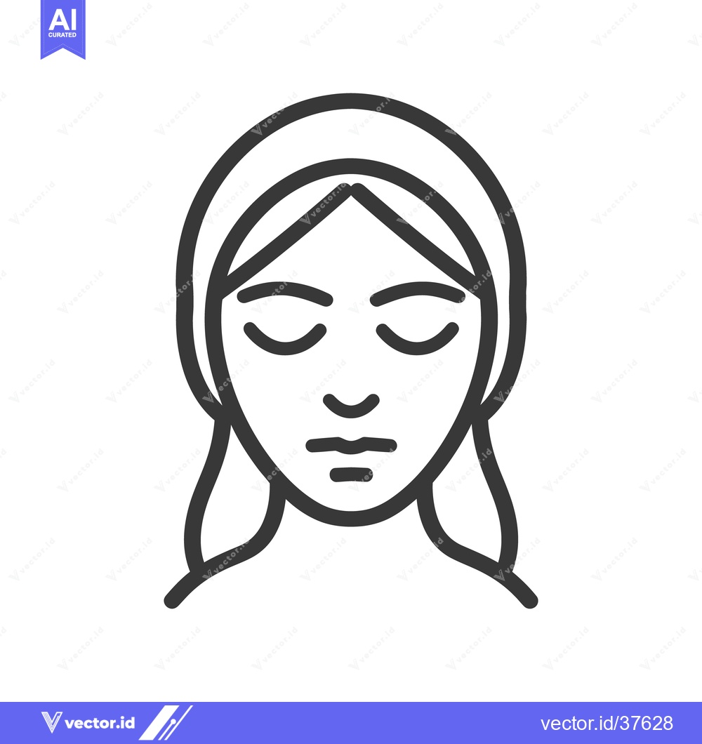 Premium Vector dari A simple line drawing depicts a woman with closed eyes and a head cove