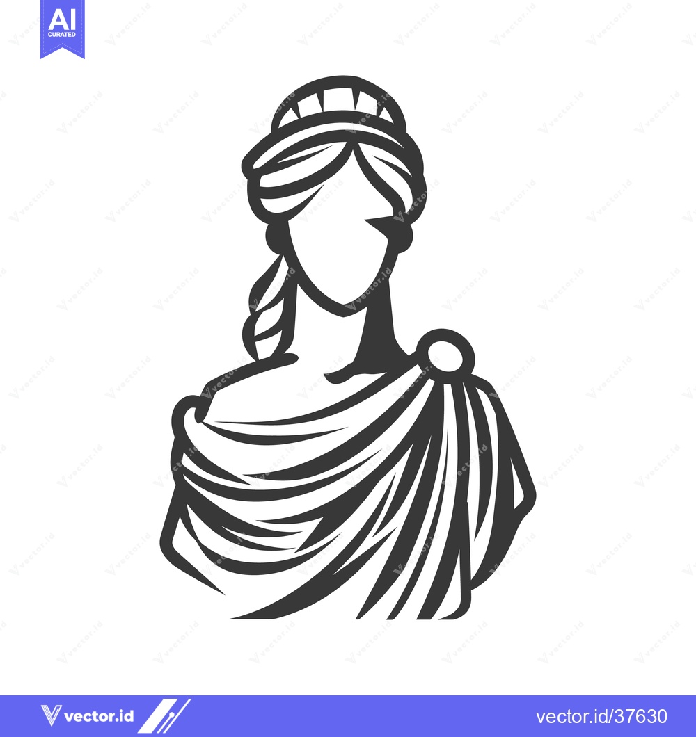 Premium Vector dari An illustrated statue of a woman wearing drapery and a crown