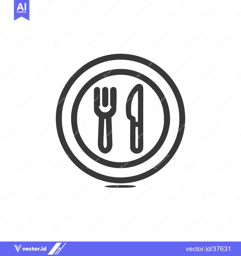 Premium Vector dari Minimalist Plate Icon: Fork and Knife on White Background