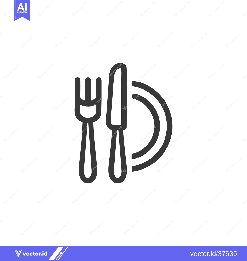 Premium Vector dari Minimalist Dining Icon: Fork, Knife, and Plate Outline Design