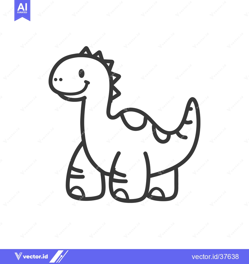 Premium Vector of A Friendly Cartoon Dinosaur With Simple Black Outline