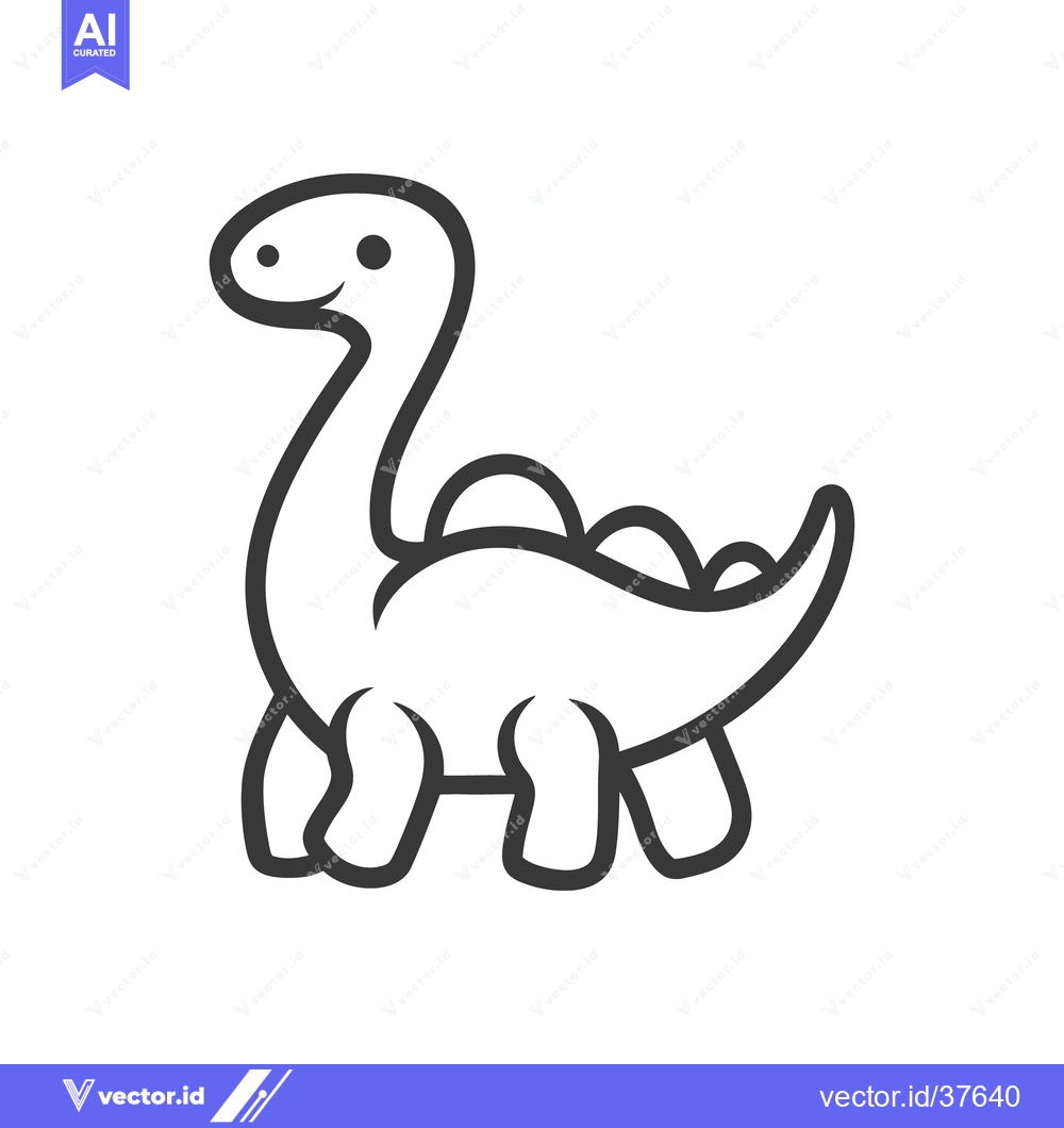 Premium Vector dari Simple illustration of a smiling dinosaur with a long neck and tail