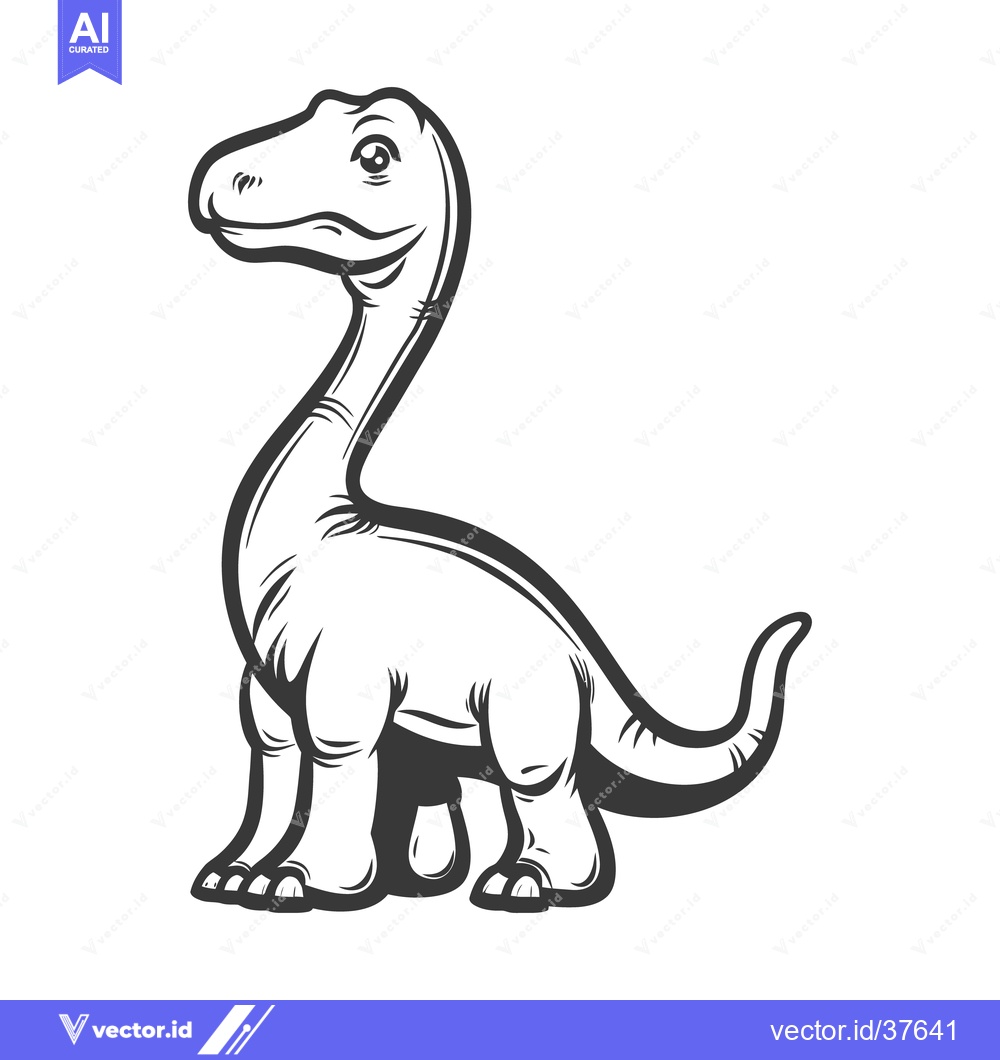 Premium Vector dari A Friendly Cartoon Dinosaur Sitting Down With Its Head Raised