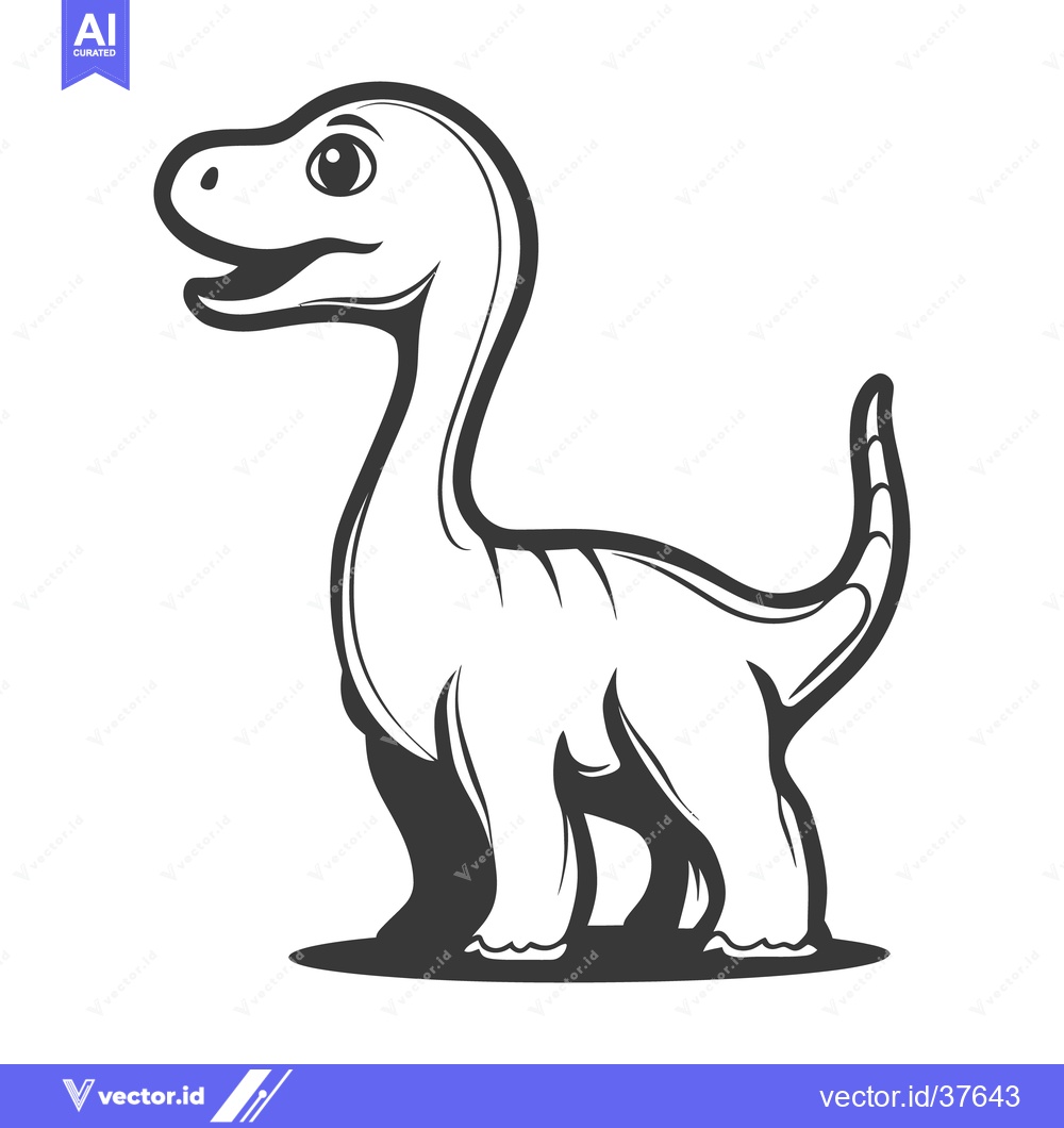 Premium Vector dari A Smiling Friendly Cartoon Dinosaur Standing on a Simple Background