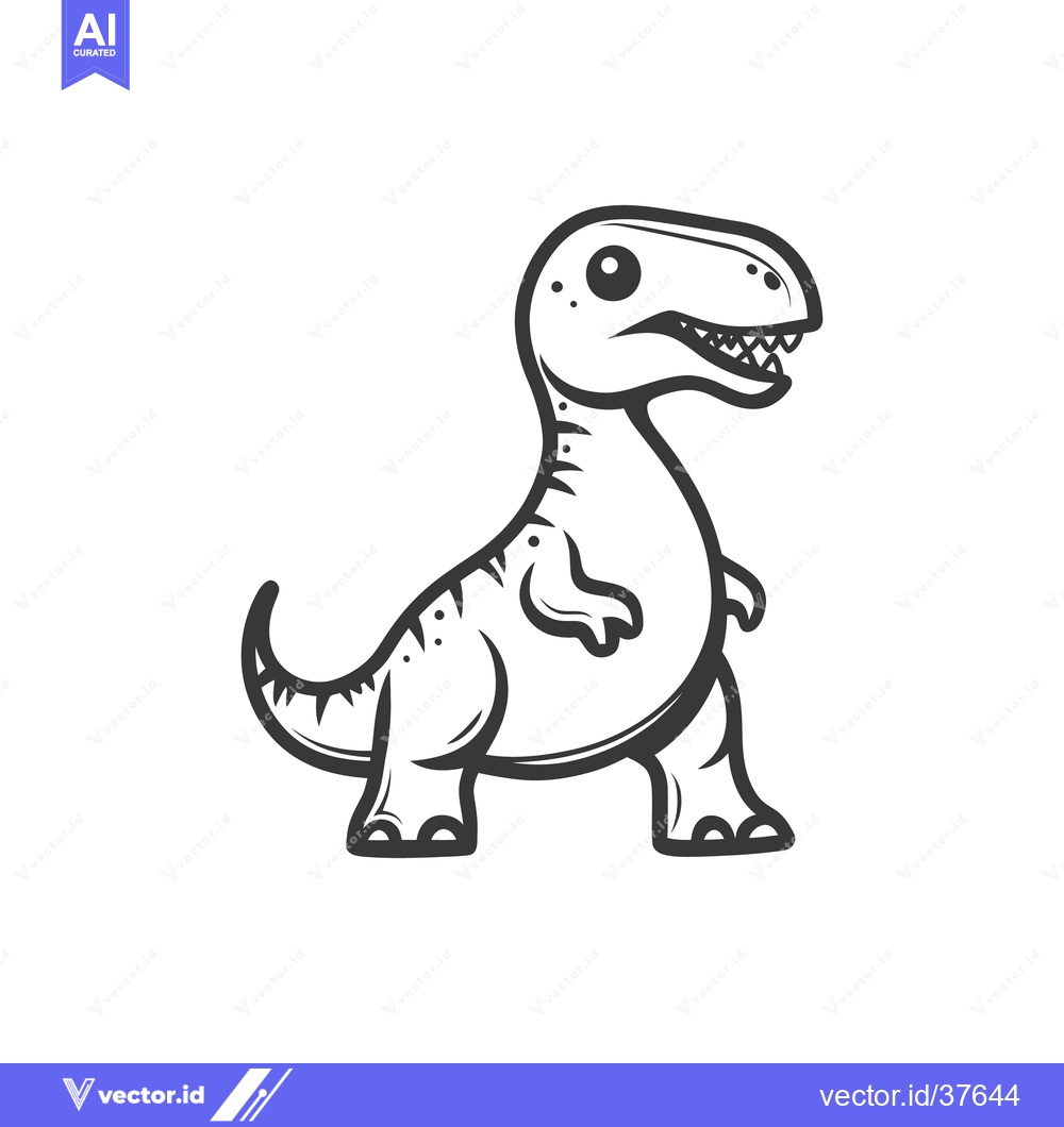 Premium Vector dari An illustrated cartoon dinosaur stands with sharp teeth and a tail