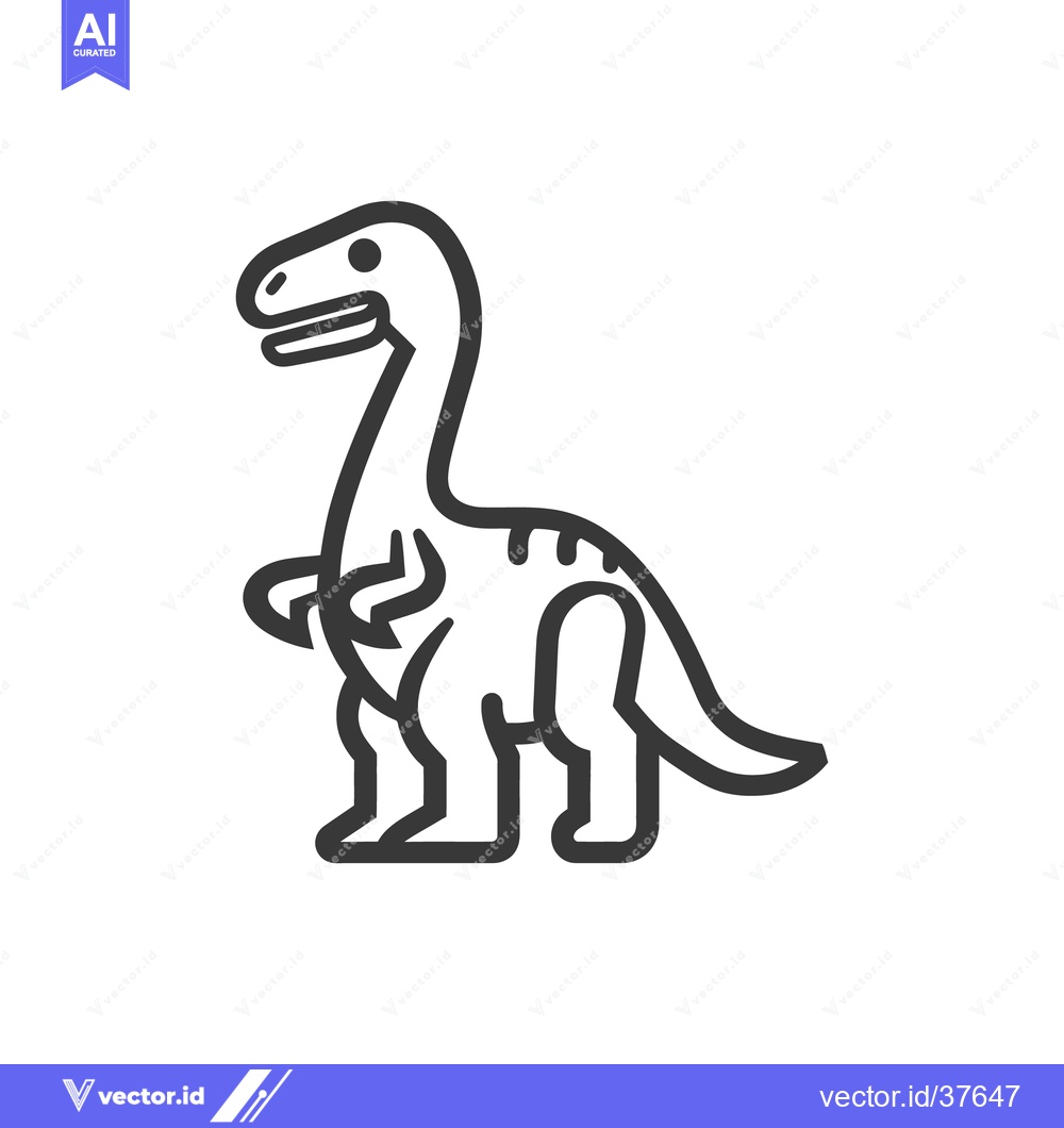 Premium Vector of A stylized linear illustration of a small herbivorous dinosaur