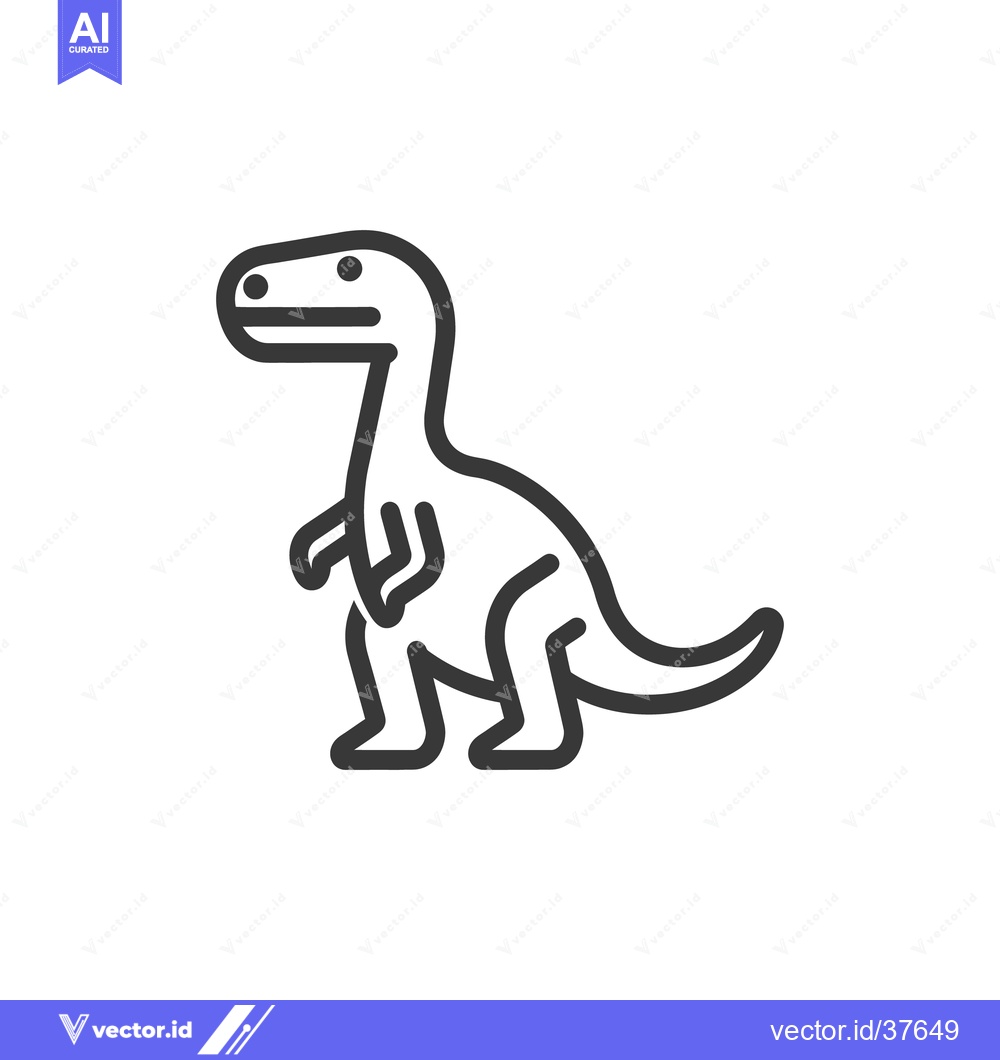 Premium Vector dari Simple black line drawing illustration of a cartoon dinosaur on white