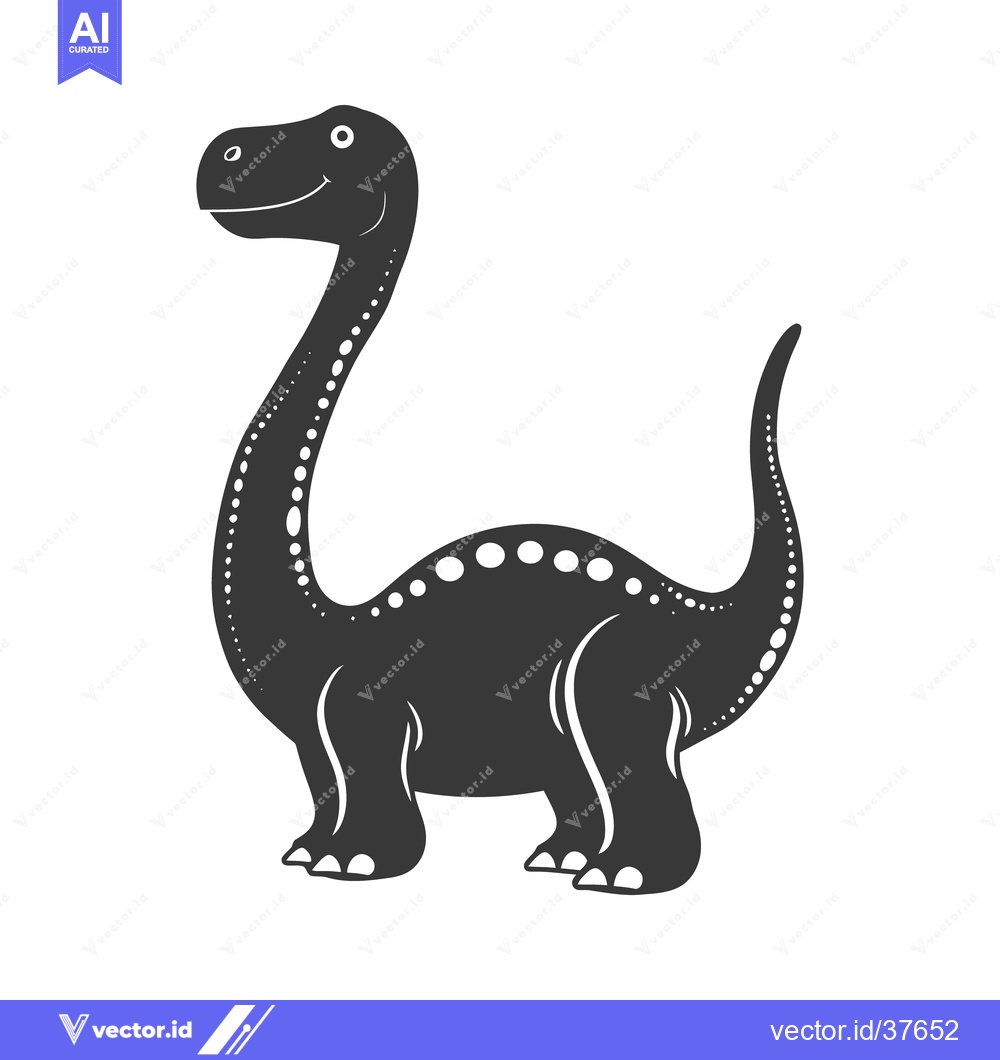 Premium Vector dari A smiling long neck dinosaur with dotted decorative design