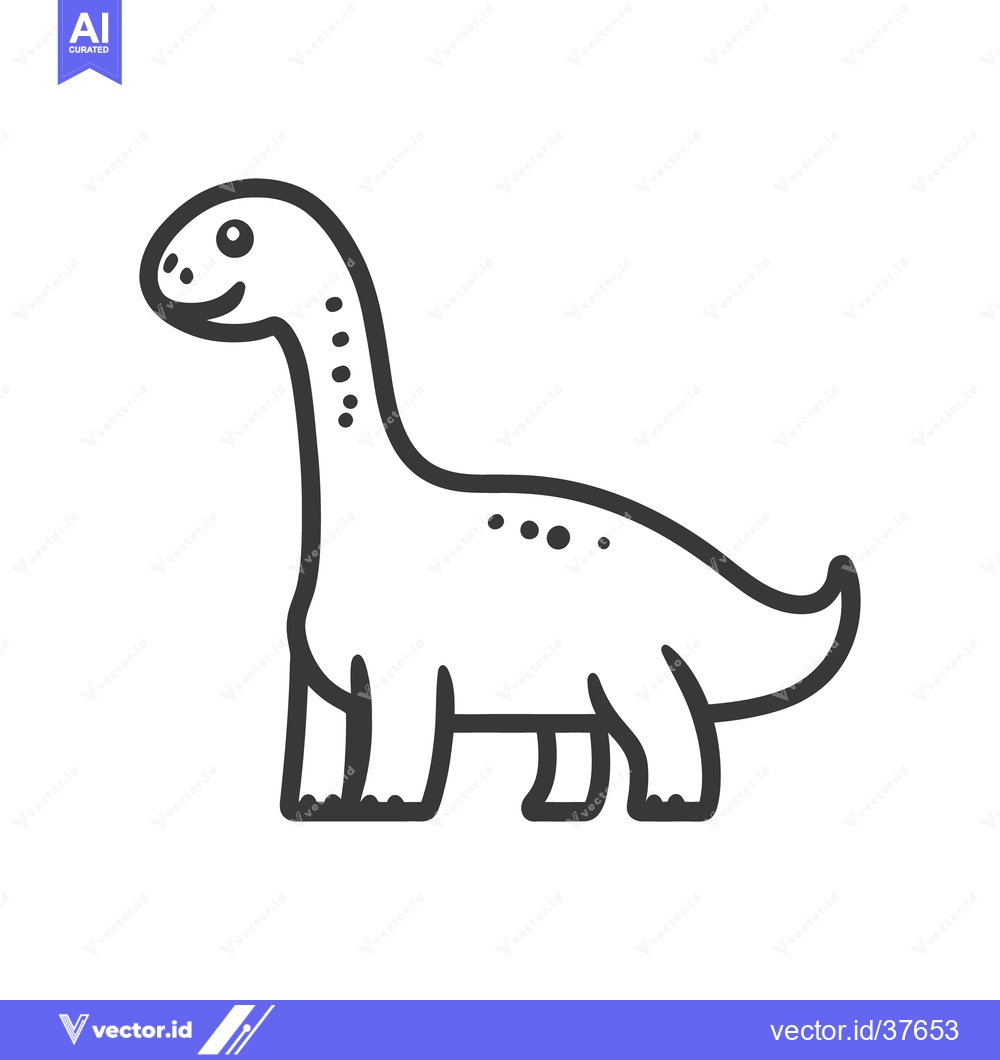 Premium Vector dari An adorable illustration depicts a smiling long necked dinosaur creatu