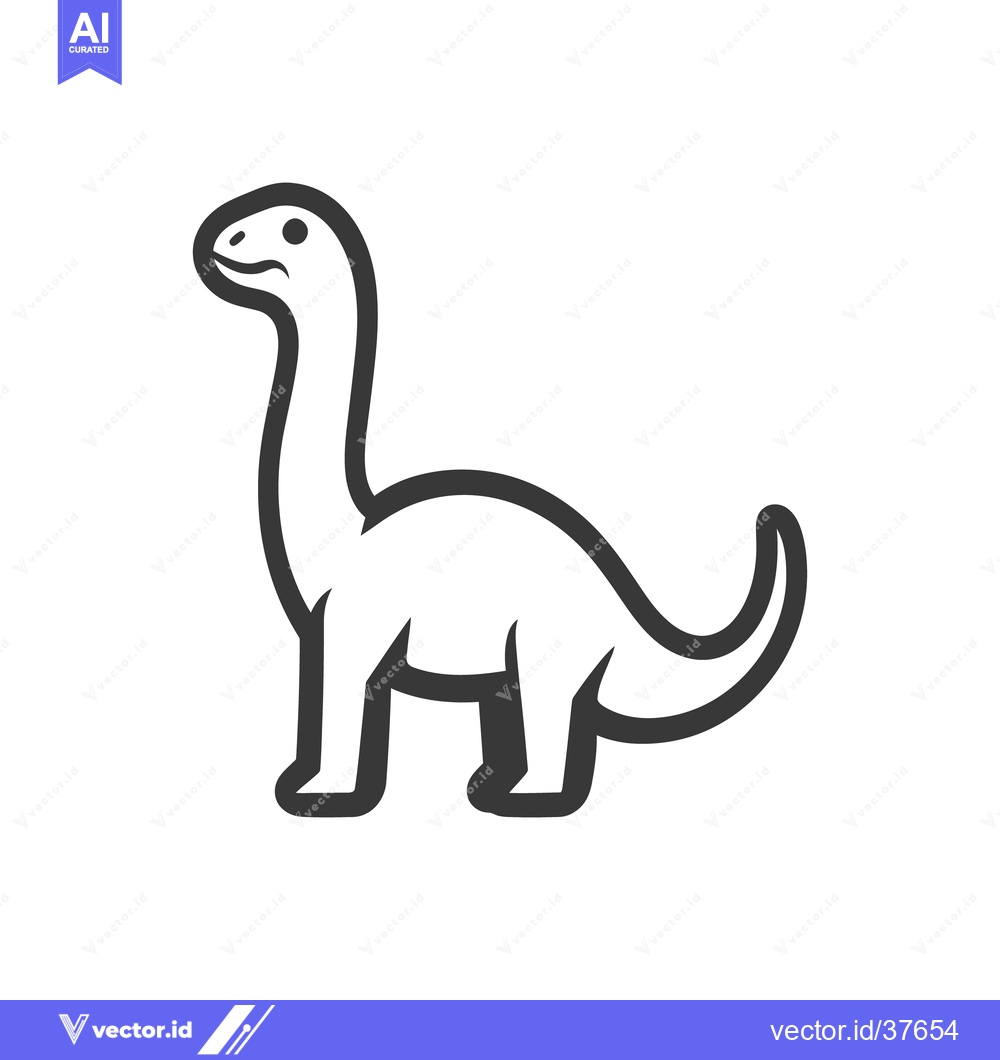 Premium Vector of A Friendly Cartoon Illustration Depicting A Long Necked Dinosaur